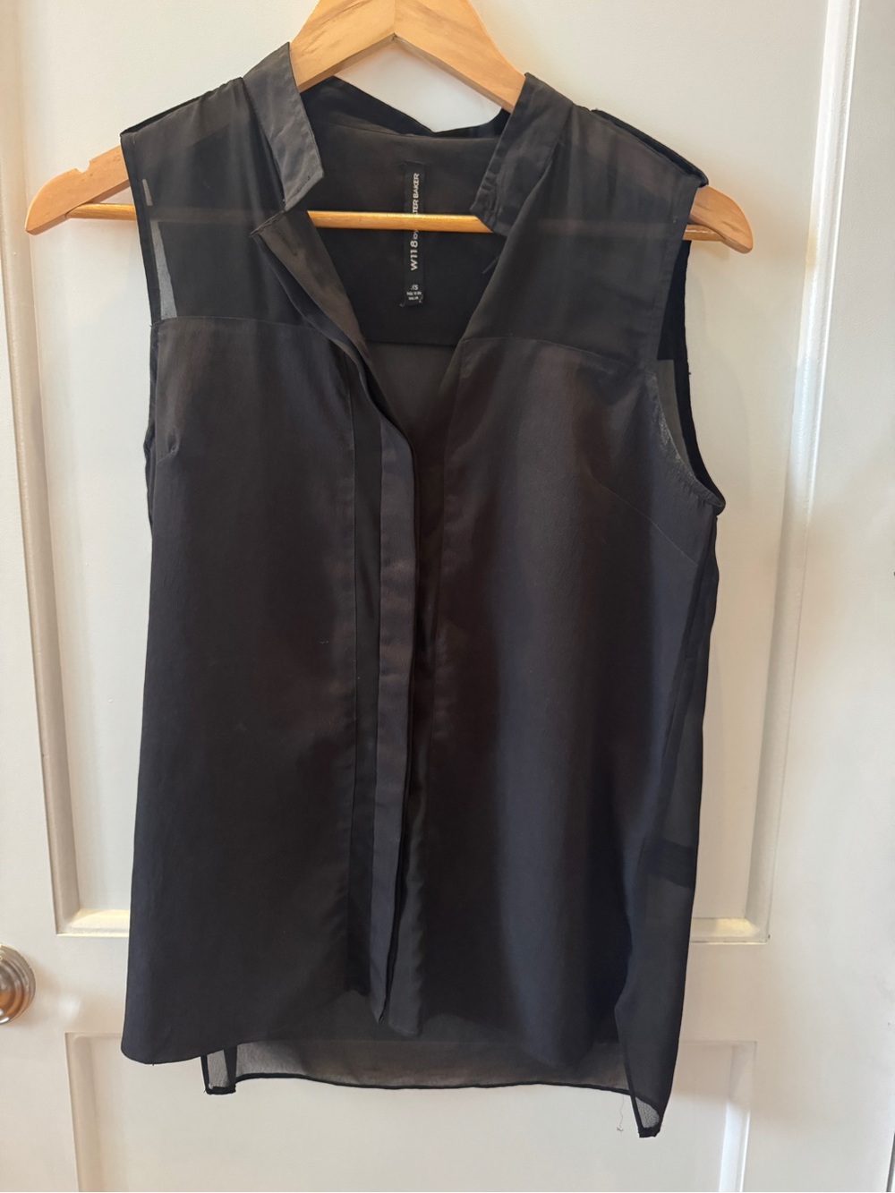W118 by Walter Baker Black Sleeveless Sheer Panel Blouse